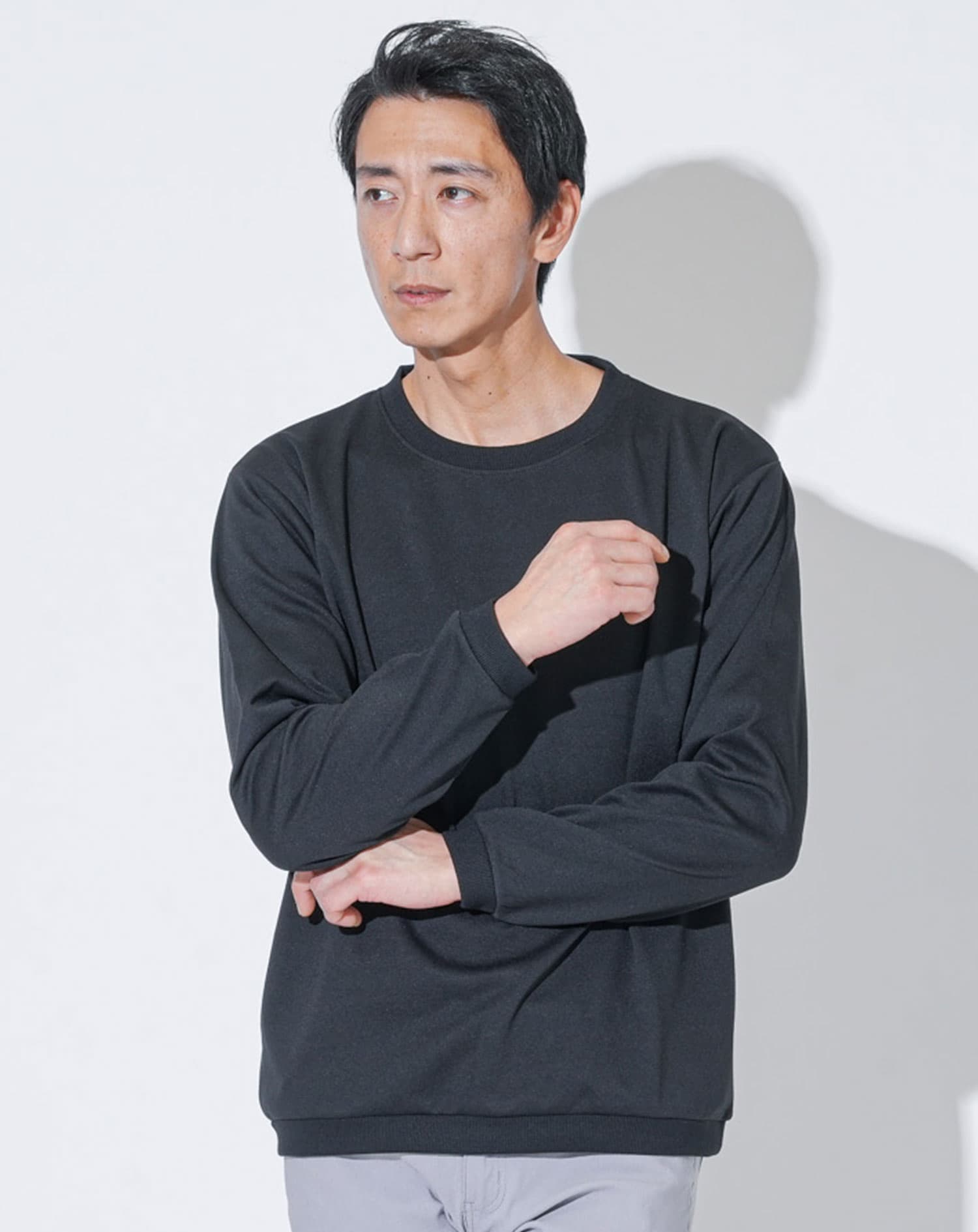 シルケット加工クルーネックトレーナー