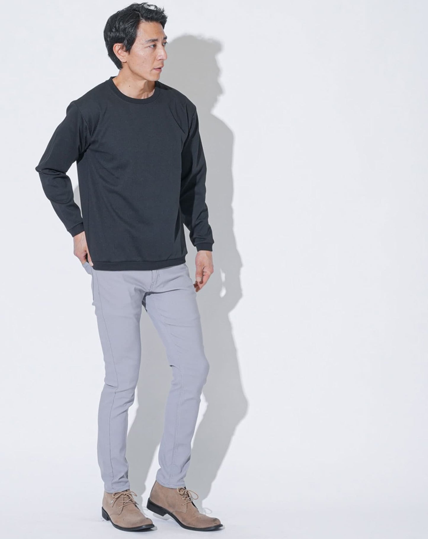 シルケット加工クルーネックトレーナー