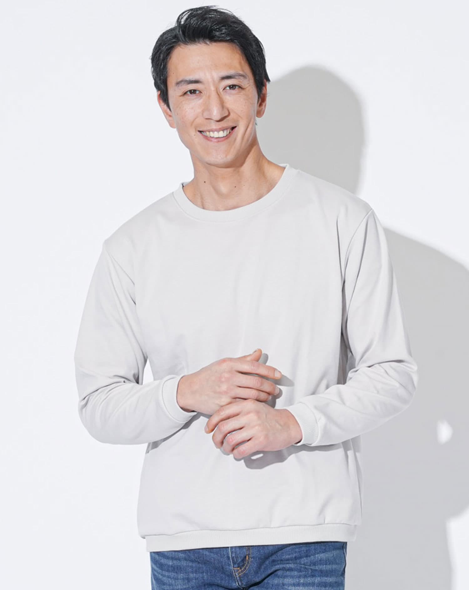 シルケット加工クルーネックトレーナー