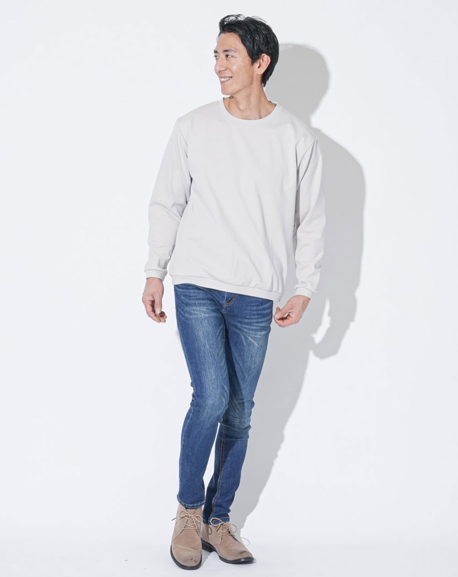 シルケット加工クルーネックトレーナー