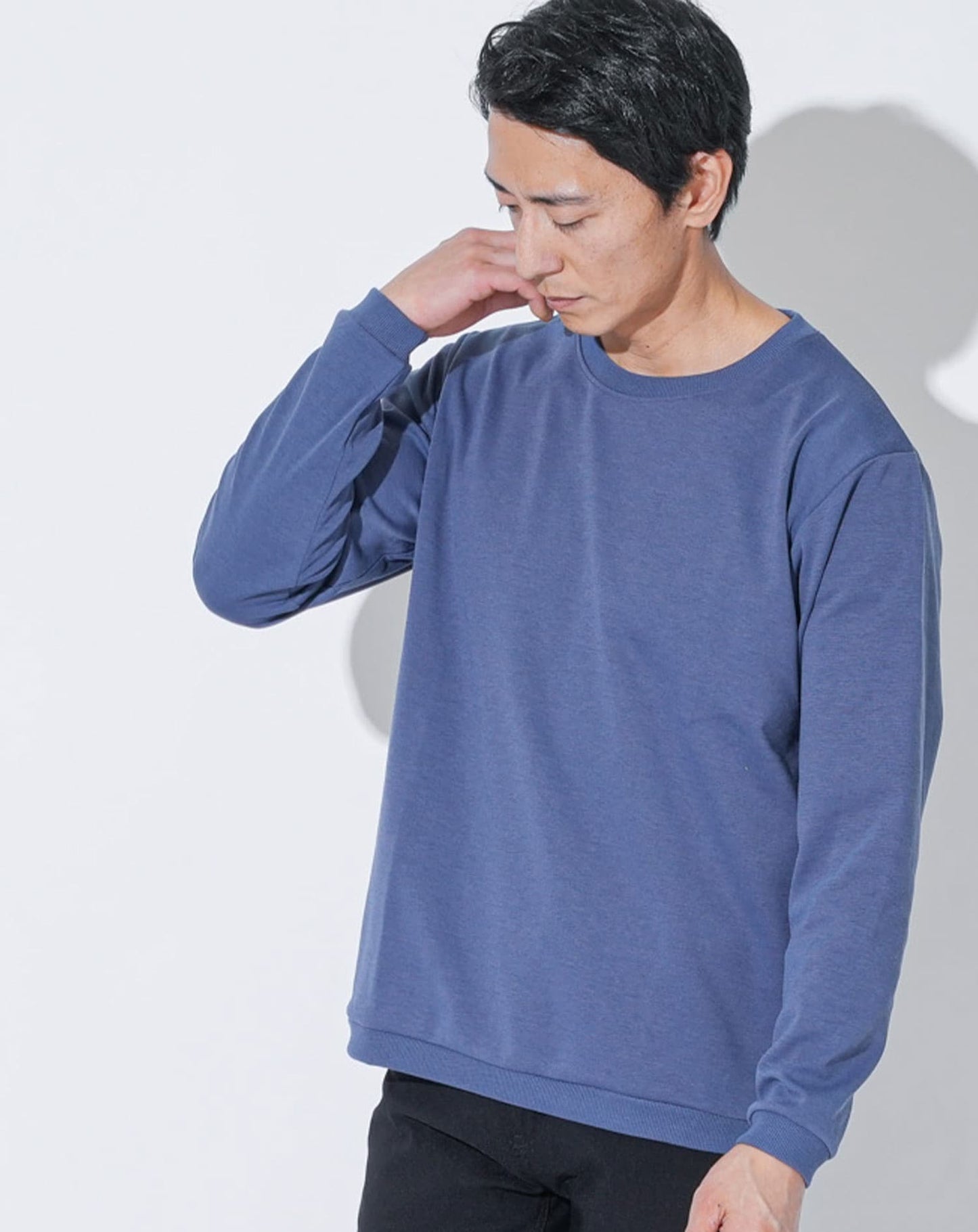 シルケット加工クルーネックトレーナー