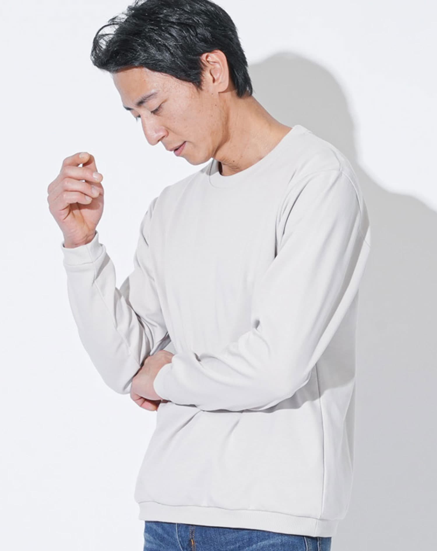 シルケット加工クルーネックトレーナー