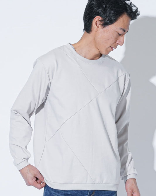 切り替えデザインシルケット加工クルーネックトレーナー