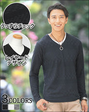 ブロックチェックデザインフェイクレイヤードＴシャツ