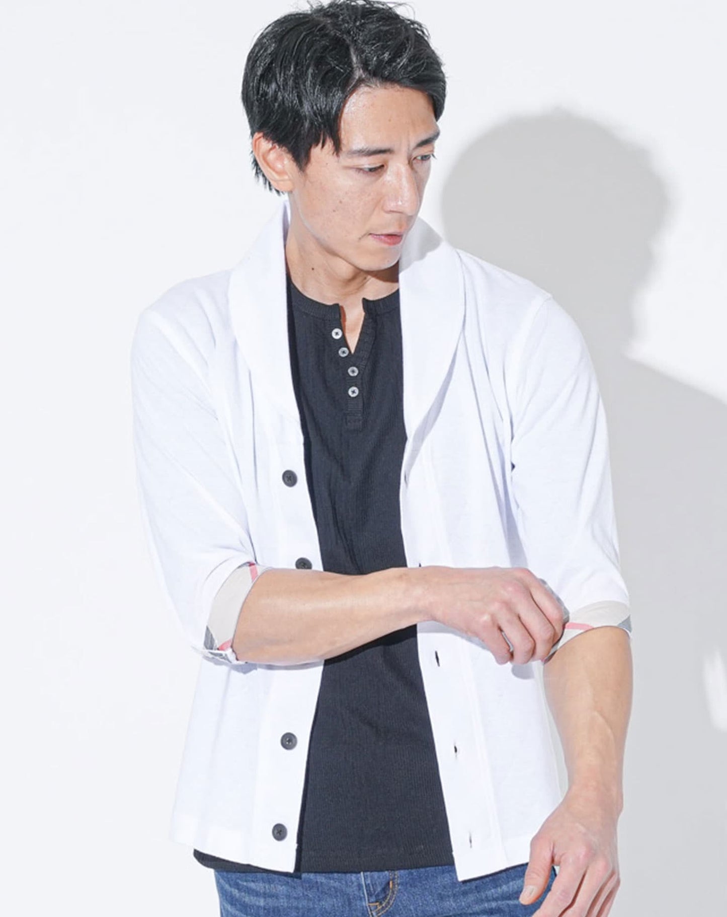 涼しくひんやりクールマックスショールカラー7分袖ジャケット