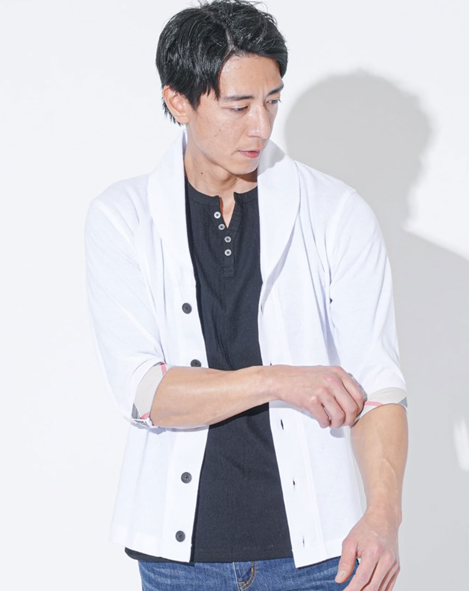 涼しくひんやりクールマックスショールカラー7分袖ジャケット