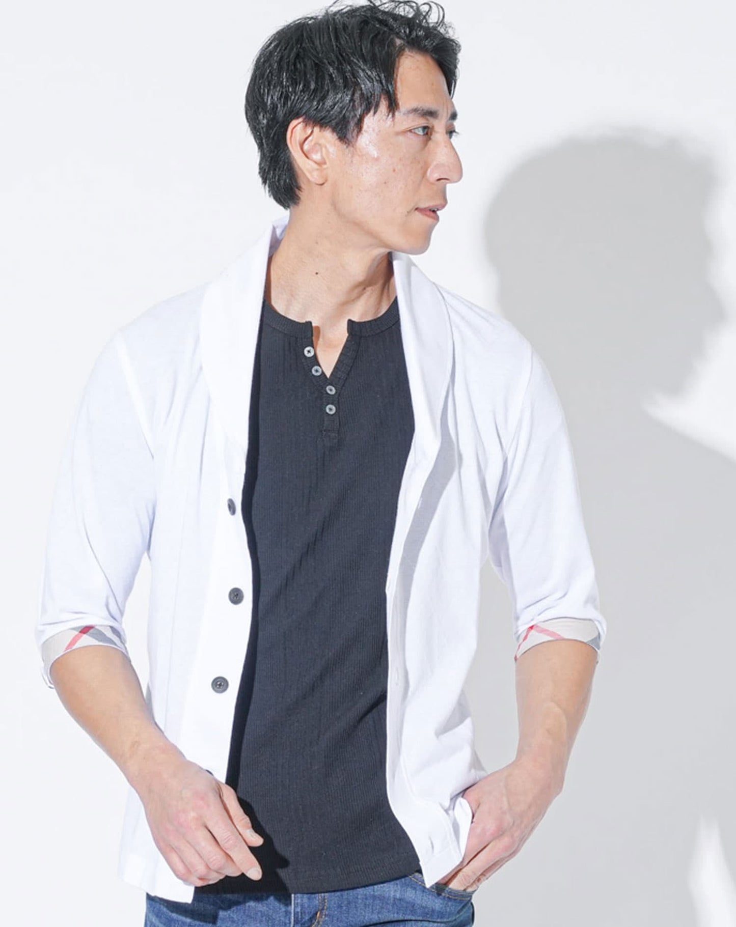 涼しくひんやりクールマックスショールカラー7分袖ジャケット