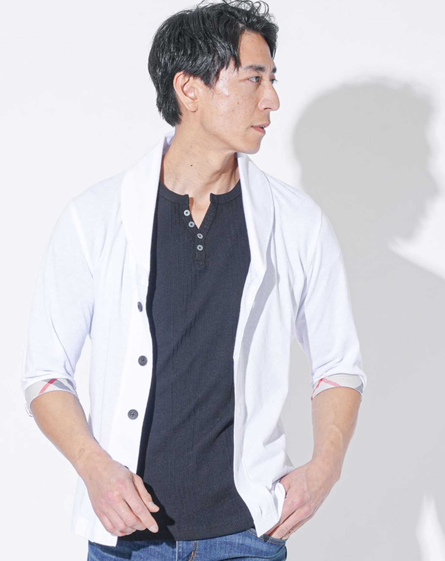 涼しくひんやりクールマックスショールカラー7分袖ジャケット