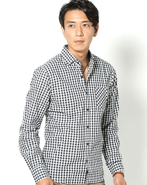 コットン１００％ボタンダウン ギンガムチェックシャツ　日本製