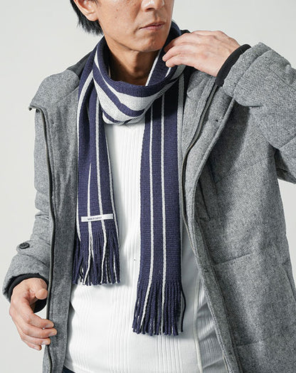 日本製リバーシブルデザインストライプマフラー