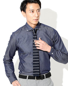 接触冷感イージーケアデニムシャツ 日本製