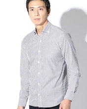 日本製 イージーケアストレッチ長袖スリムストライプシャツ Designed by Bizfront in TOKYO - メンズファッション通販 MENZ-STYLE(メンズスタイル）