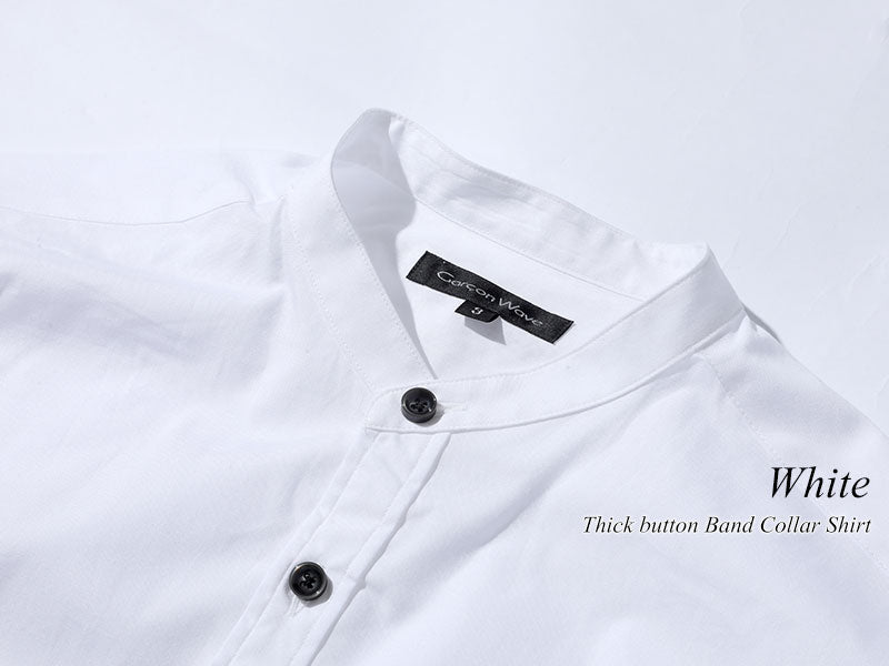 日本製 粒高ボタンブロードバンドカラー長袖スリムシャツ Designed by Bizfront in TOKYO