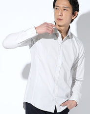 日本製 立体裁断イージーケア襟裏ストライプビジネスカジュアルシャツ Designed by Bizfront in TOKYO