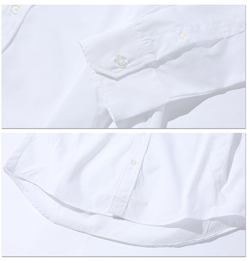 日本製 立体裁断イージーケアノーネクタイ専用ダブルラインビジネスカジュアルシャツ Designed by Bizfront in TOKYO