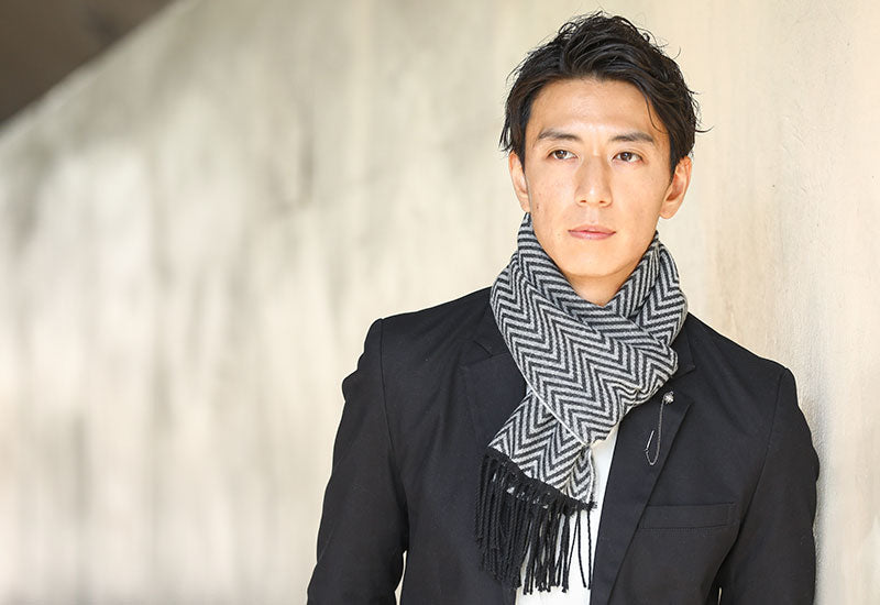 マフラー メンズ ヘリンボーン 日本製 ｜ メンズファッション