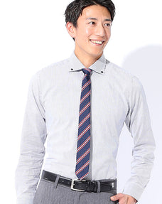 ワイドカラーボタンダウンストライプシャツ 日本製