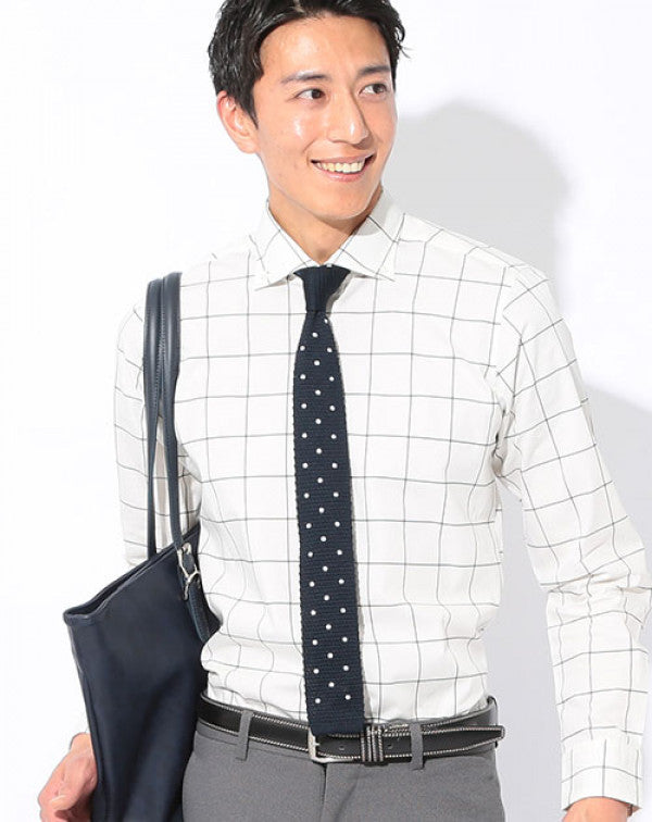 ワイドカラーボタンダウンウィンドウペンチェックビジネスカジュアルシャツ 日本製