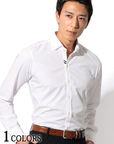 ノーネクタイ専用ダブルラインデザインボタンダウンシャツ 日本製