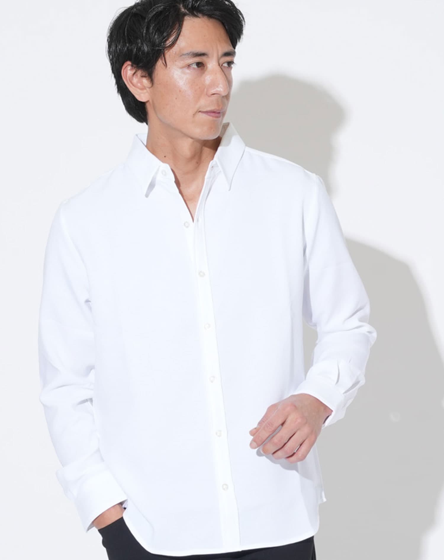 日本製 接触冷感レギュラーカラー長袖シャツ