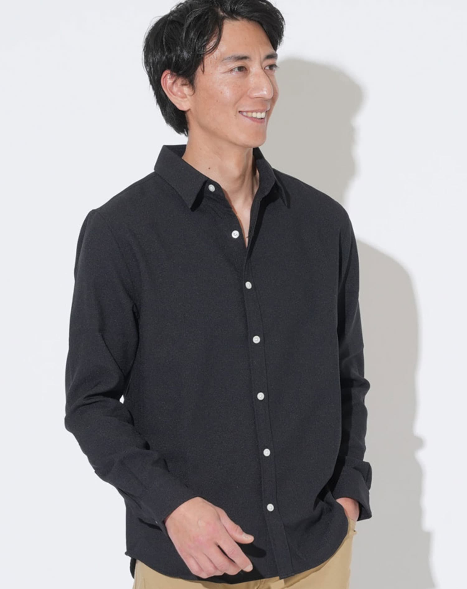 日本製 接触冷感レギュラーカラー長袖シャツ