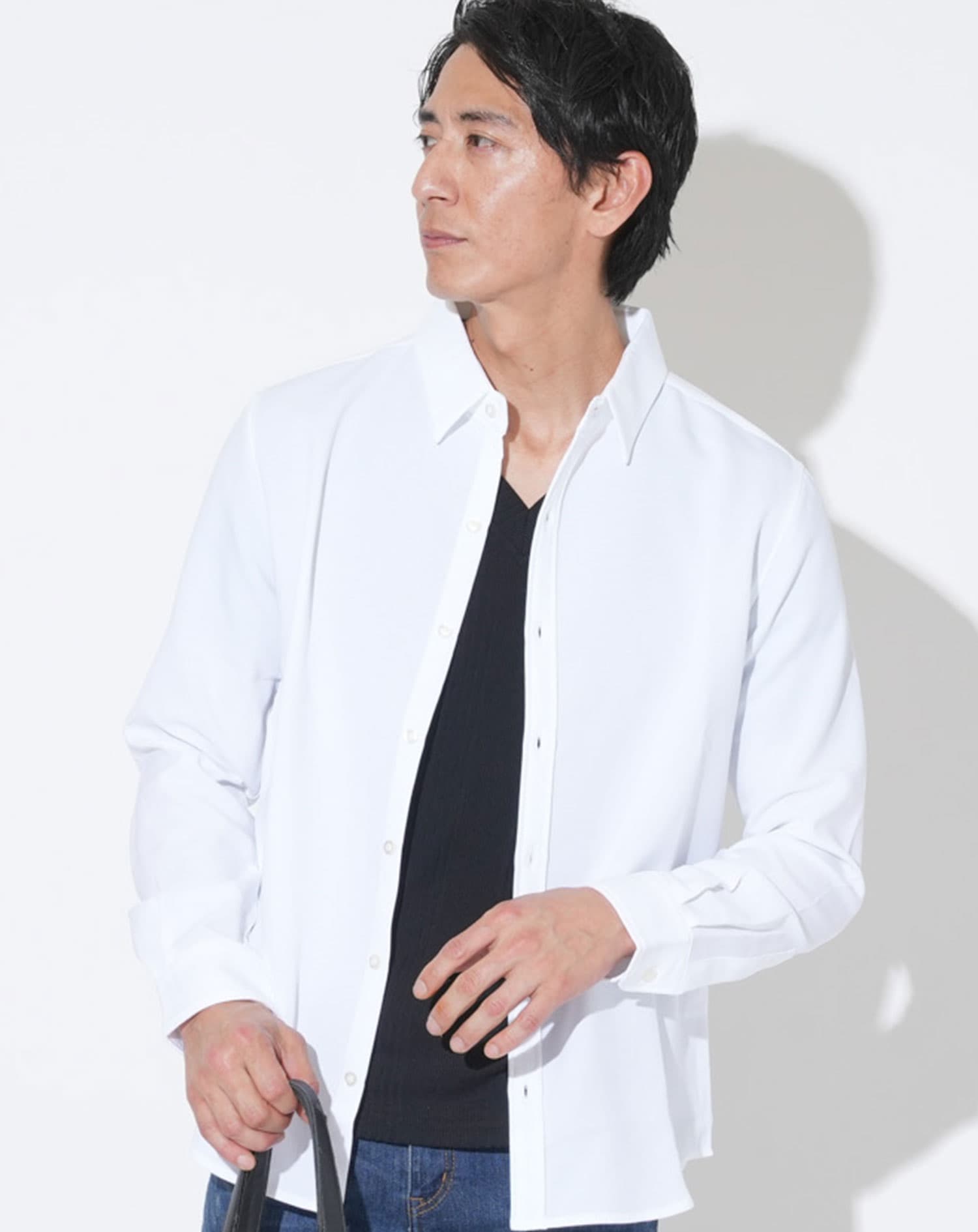 日本製 接触冷感レギュラーカラー長袖シャツ