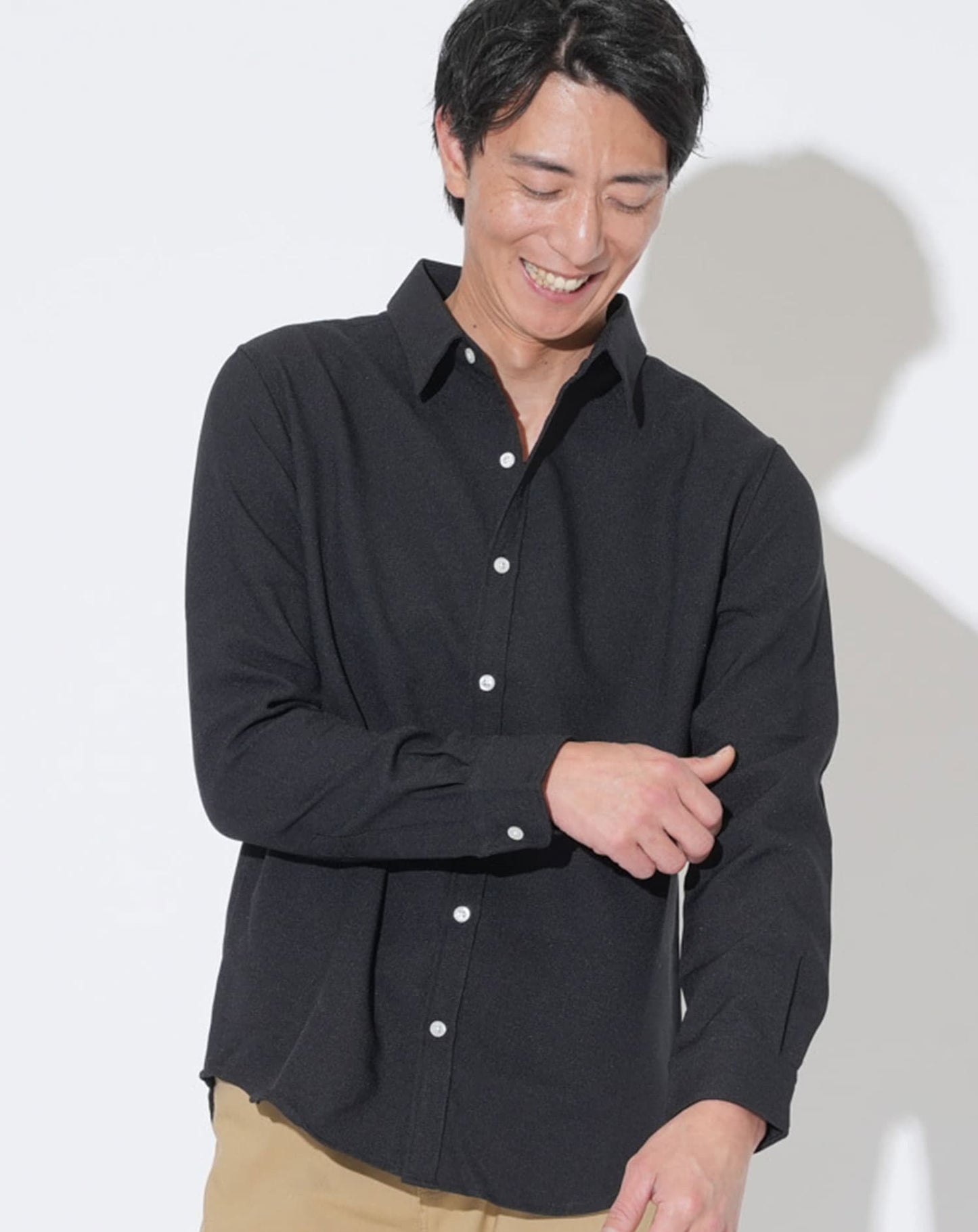日本製 接触冷感レギュラーカラー長袖シャツ