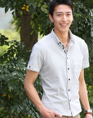 クールマックス素材前開きドライ加工前立てデザインボタンダウンシャツ