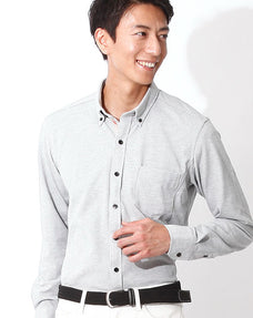 クールマックス立体裁断美シルエット長袖ビジネスカジュアルポロシャツ