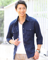 オックスフォード7分袖ウエスタンシャツ