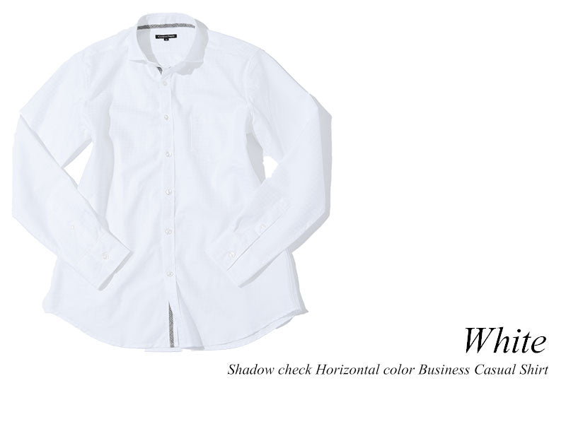 ドビーチェック白シャツ