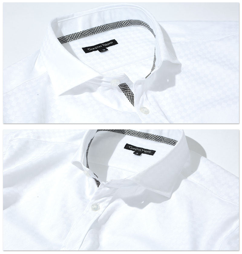 ドビーチェック白シャツ