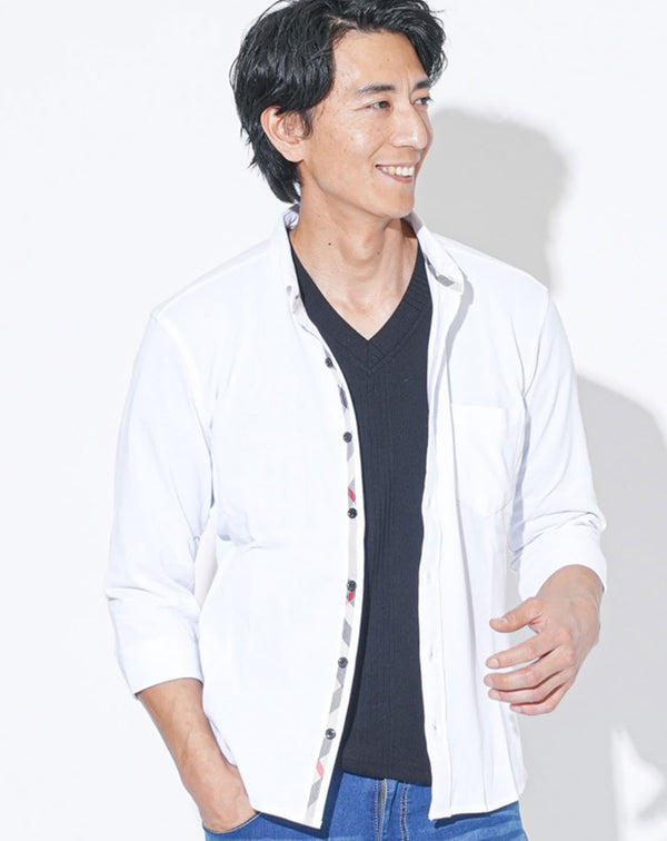 クールマックス ボタンダウン7分袖シャツ