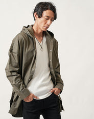 オーバーサイズコットンツイル長袖シャツパーカー