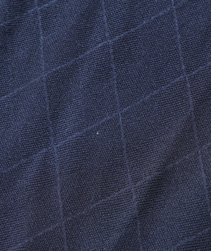 クールマックス素材シャドーアーガイル半袖モックネッククルーネックTシャツ