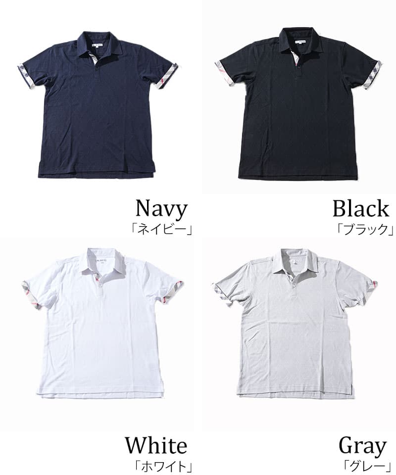 涼しいクールマックス素材ドライ加工チェック柄スキッパー半袖ポロシャツ