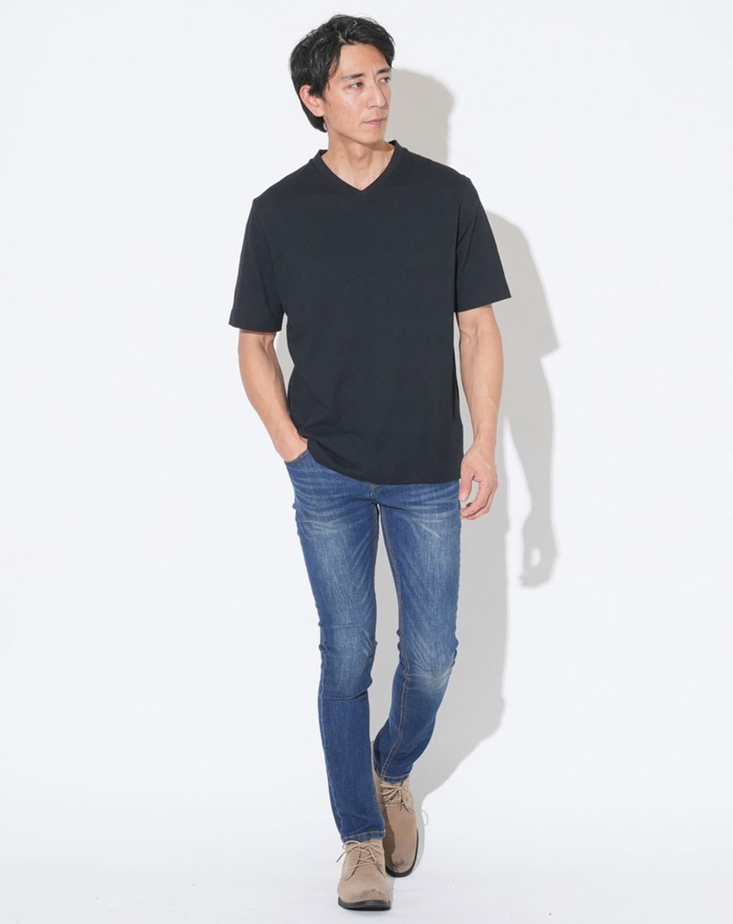 ジャケット専用インナークールマックスVネック半袖Tシャツ