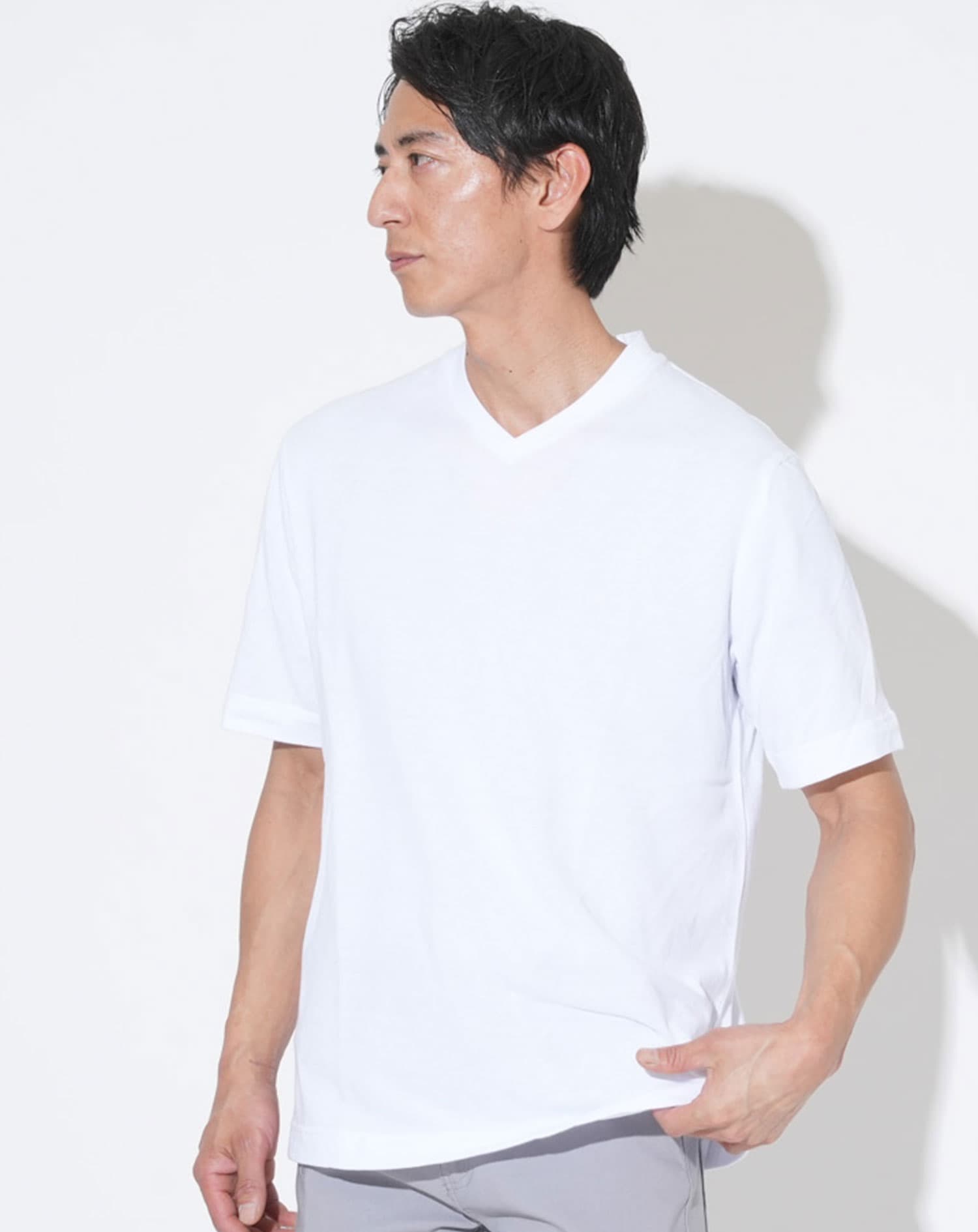 ジャケット専用インナークールマックスVネック半袖Tシャツ