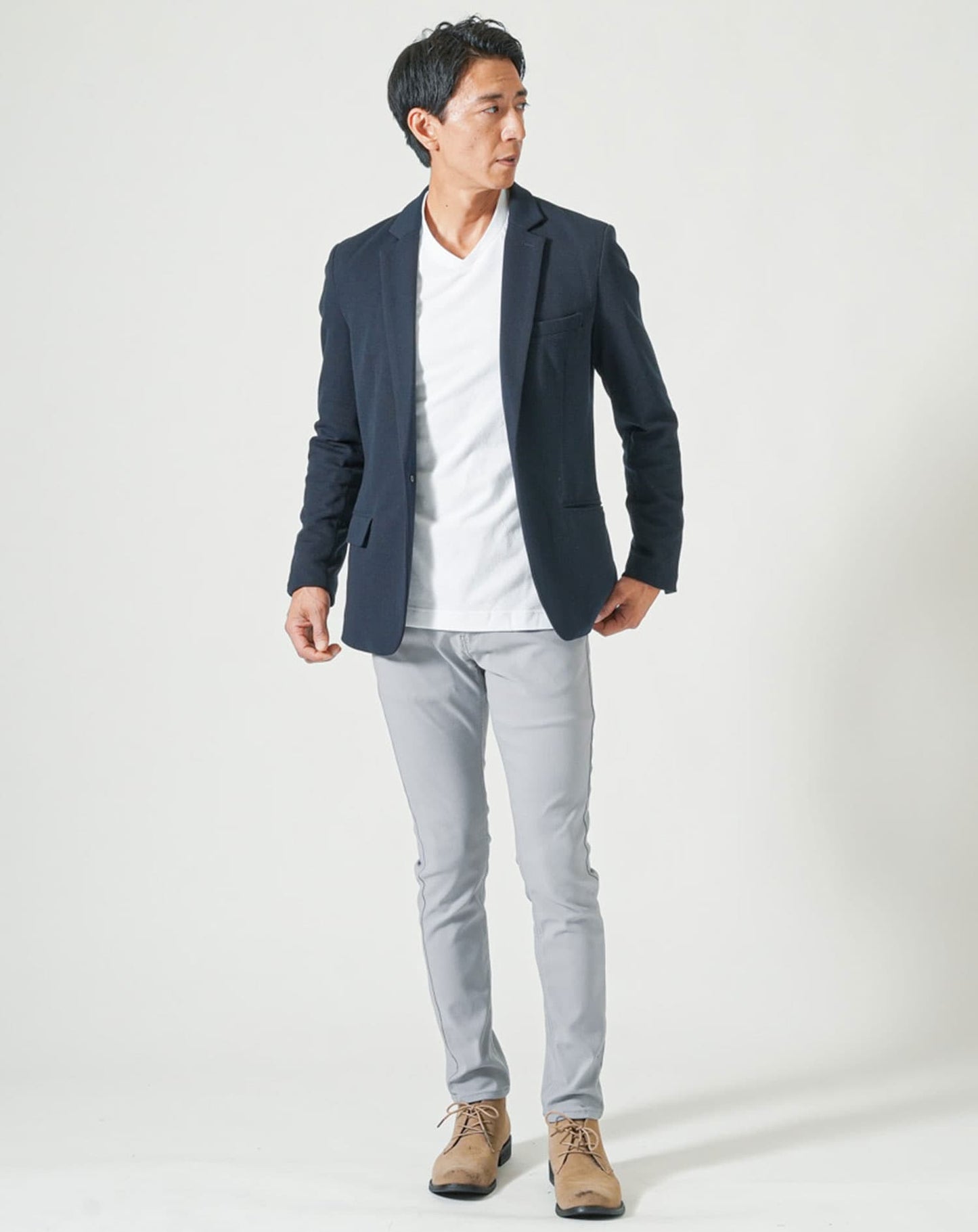 サーモライトうっすらアーガイルVネック長袖Tシャツ