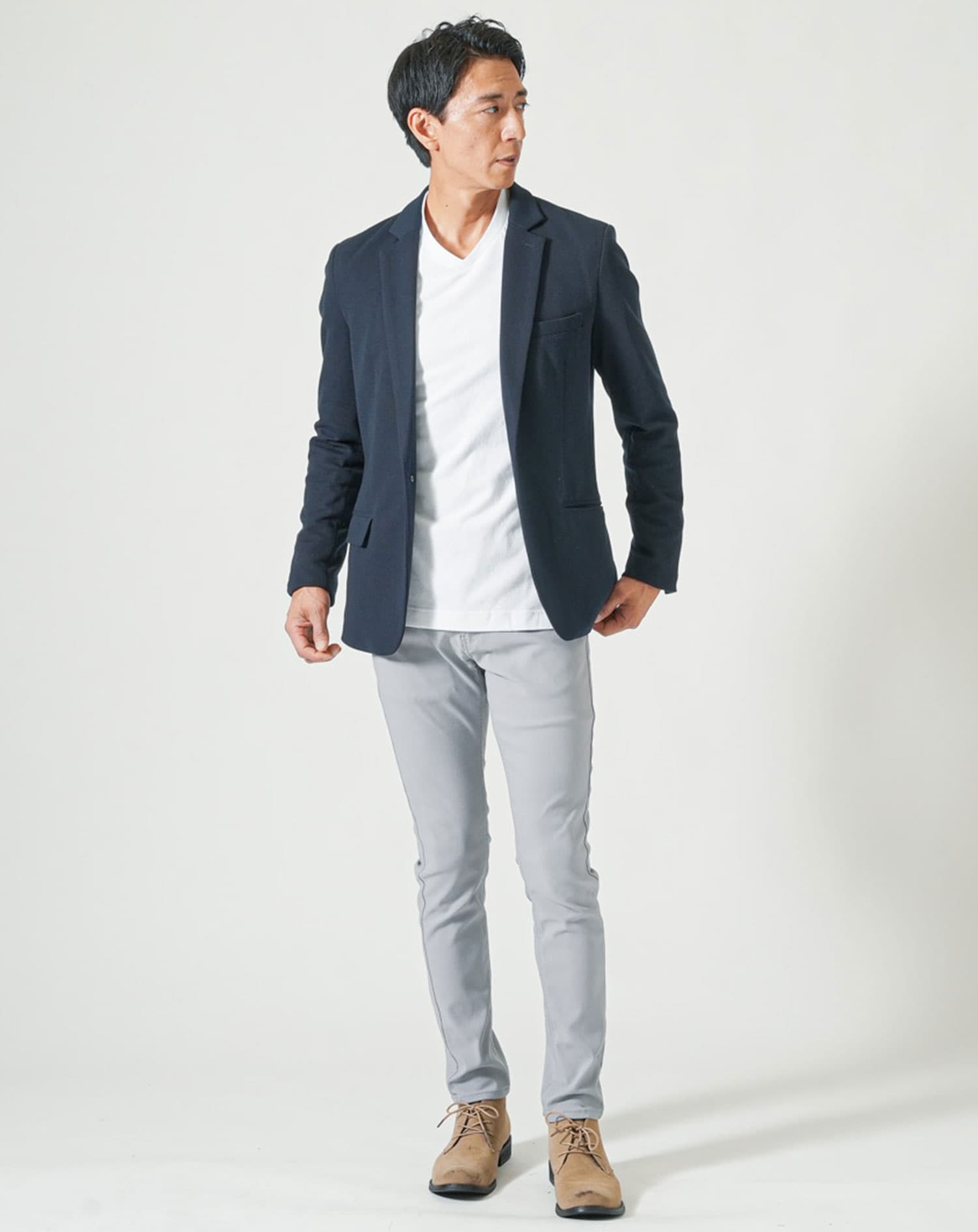 サーモライトうっすらアーガイルVネック長袖Tシャツ