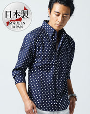日本製ボタンダウン７分袖・半袖ブロードシャツ