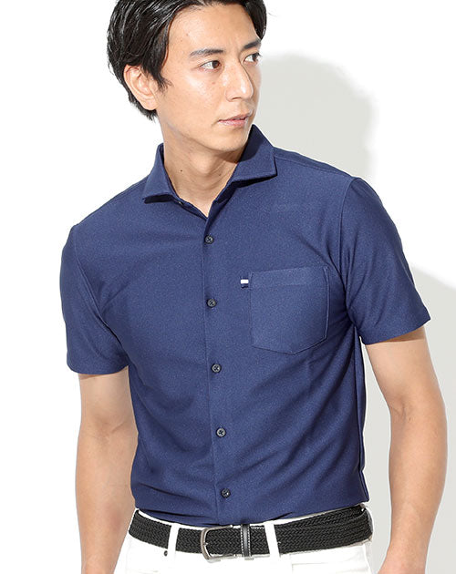 フルダルトリコット鹿の子前開け半袖スリムポロシャツ 日本製