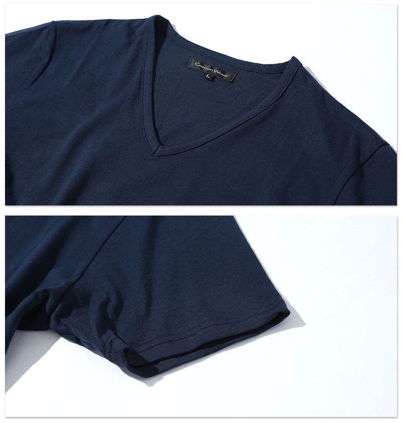 Vネック Tシャツ メンズ 半袖 美シルエット おしゃれ ブランド 人気 おすすめ 無地 コーデ スリム カットソー