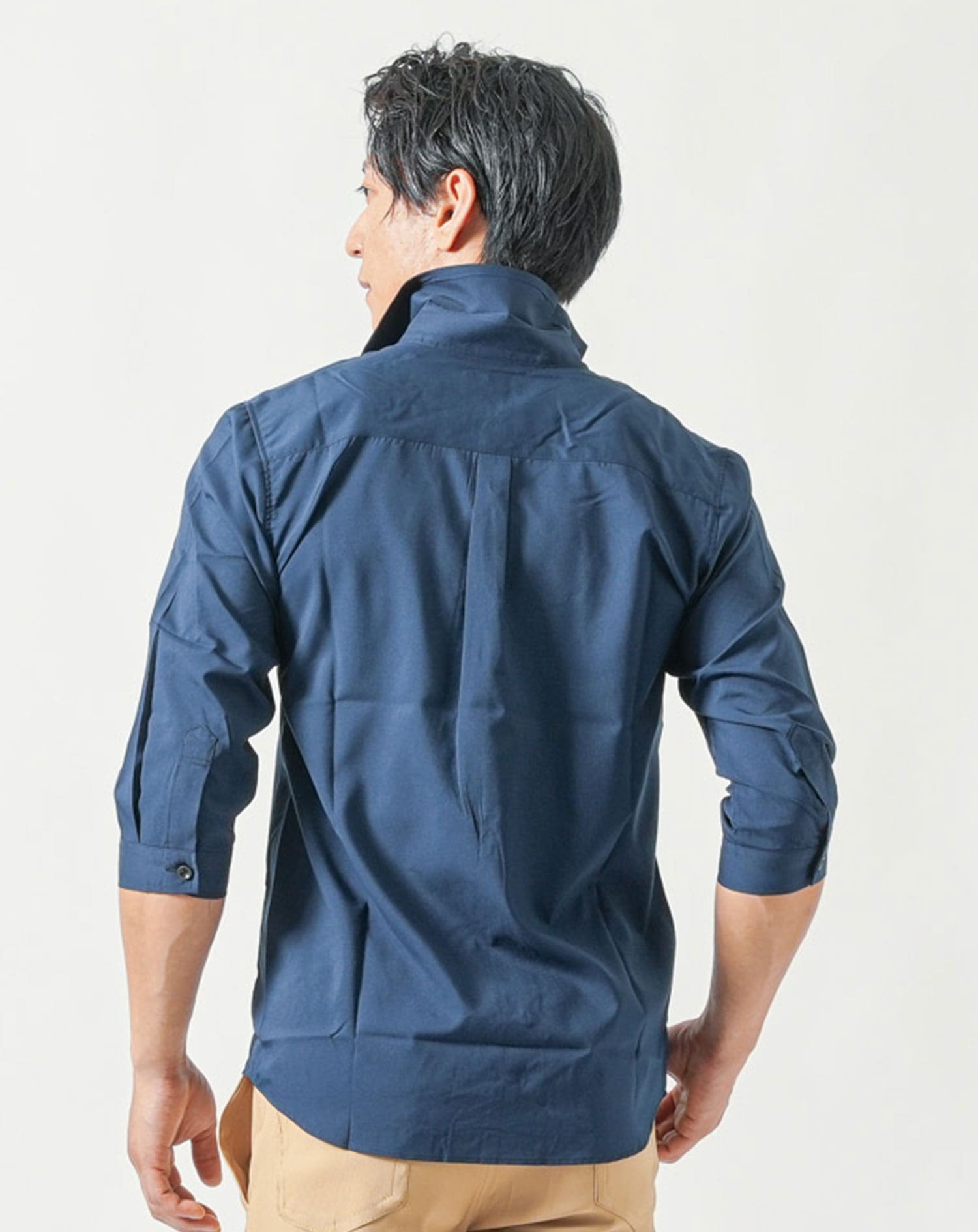 接触冷感ホリゾンタルカラー日本製7分袖シャツ シャツ メンズ おしゃれ