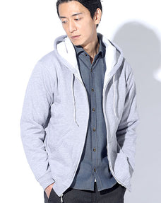 裏起毛シンプルジップアップスウェットパーカー