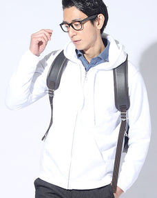 裏起毛シンプルジップアップスウェットパーカー