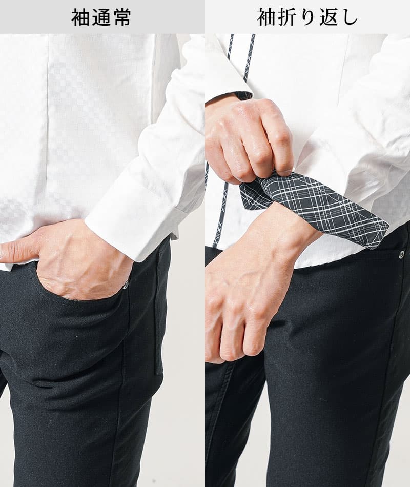 形態安定２枚襟前立てデザイン美シルエットシャツ