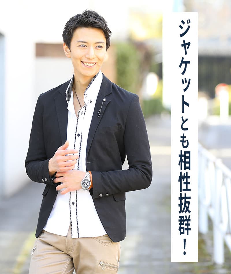 形態安定２枚襟前立てデザイン美シルエットシャツ