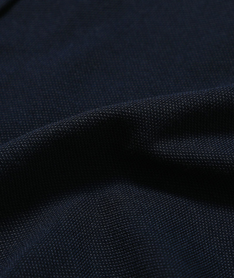 クールマックス素材前開き7分袖デザインポロシャツ
