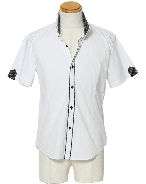 クールマックス２枚襟ストレッチスリム半袖シャツ